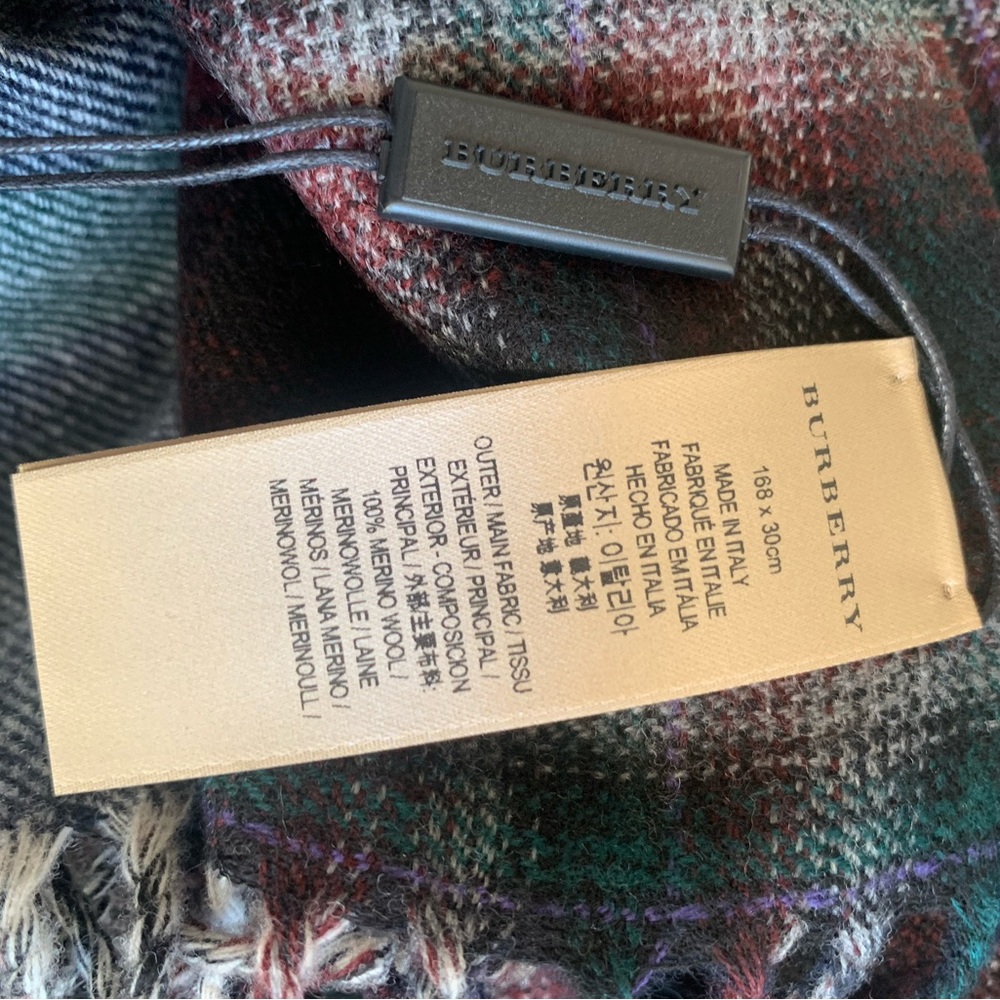 NWT AUTHENTIC Bur Burberry Reversible Colour Check Wool Scarf  168x30cm $430 - Picture 6 of 7